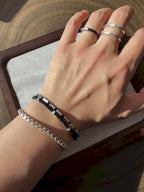 Urban Stoic Series | Dark Balance | Colored-Glaze & Sterling Silver Bracelet