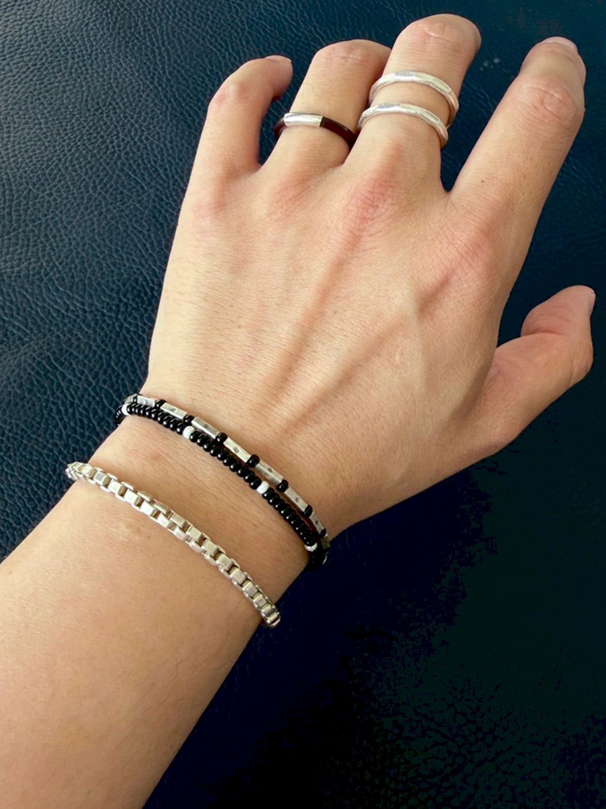 Urban Stoic Series | Dark Balance | Colored-Glaze & Sterling Silver Bracelet