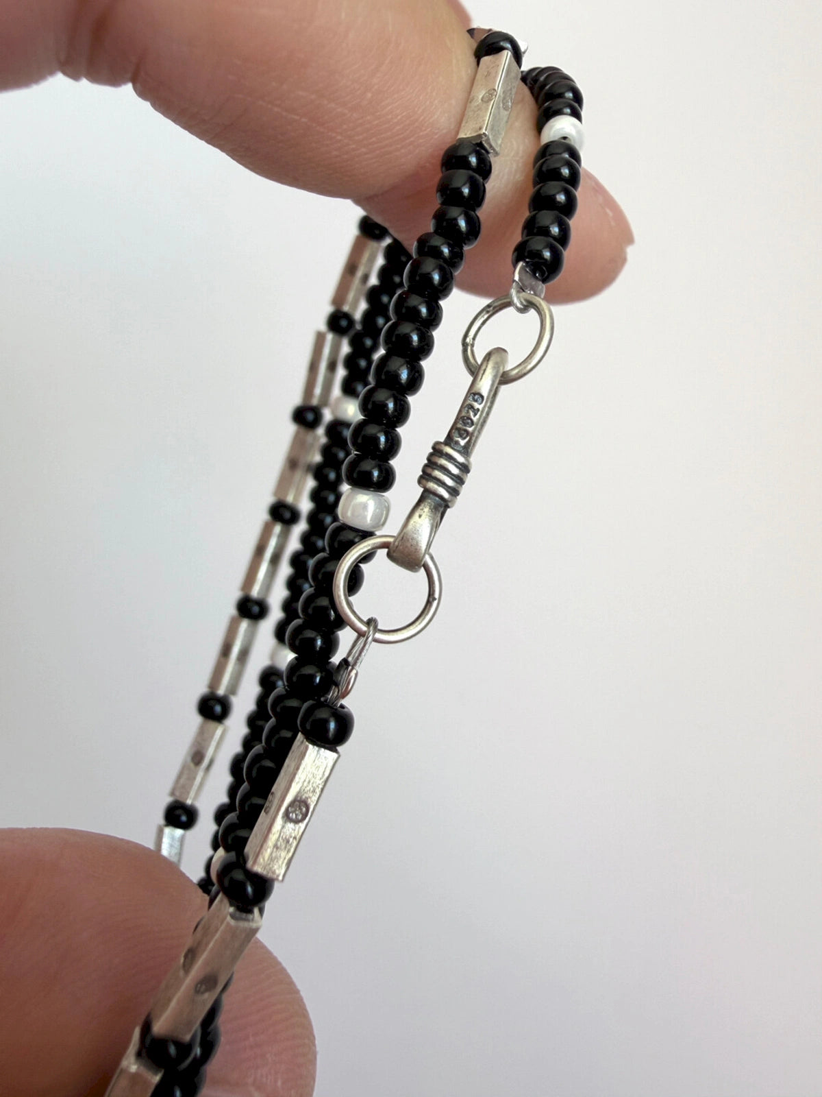 Urban Stoic Series | Dark Balance | Colored-Glaze & Sterling Silver Bracelet