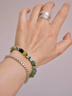 Mineral Soul Series | Earth Aurora | Xiuyu Jade, Silver & Colored-Glaze Bracelet