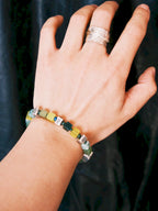Mineral Soul Series | Earth Aurora | Xiuyu Jade, Silver & Colored-Glaze Bracelet