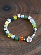 Mineral Soul Series | Earth Aurora | Xiuyu Jade, Silver & Colored-Glaze Bracelet