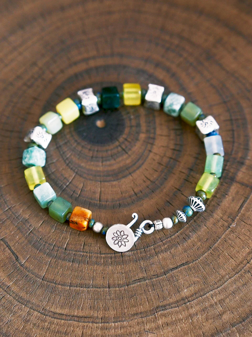 Mineral Soul Series | Earth Aurora | Xiuyu Jade, Silver & Colored-Glaze Bracelet