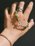 Mineral Soul Series | Earth Aurora | Xiuyu Jade, Silver & Colored-Glaze Bracelet