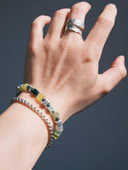Mineral Soul Series | Earth Aurora | Xiuyu Jade, Silver & Colored-Glaze Bracelet