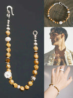 Mineral Soul Series | Fossil Bloom | Tiger Eye, Pearl & Silver Bracelet