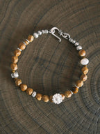 Mineral Soul Series | Fossil Bloom | Tiger Eye, Pearl & Silver Bracelet