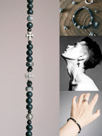 Urban Stoic Series | Dark Creed | Matte Onyx & Silver Cross Bracelet