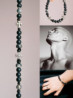 Urban Stoic Series | Dark Creed | Matte Onyx & Silver Cross Bracelet