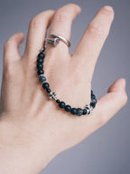 Urban Stoic Series | Dark Creed | Matte Onyx & Silver Cross Bracelet
