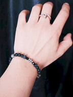 Urban Stoic Series | Dark Creed | Matte Onyx & Silver Cross Bracelet