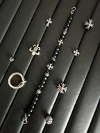 Urban Stoic Series | Dark Creed | Matte Onyx & Silver Cross Bracelet
