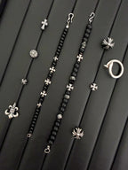 Urban Stoic Series | Dark Creed | Matte Onyx & Silver Cross Bracelet