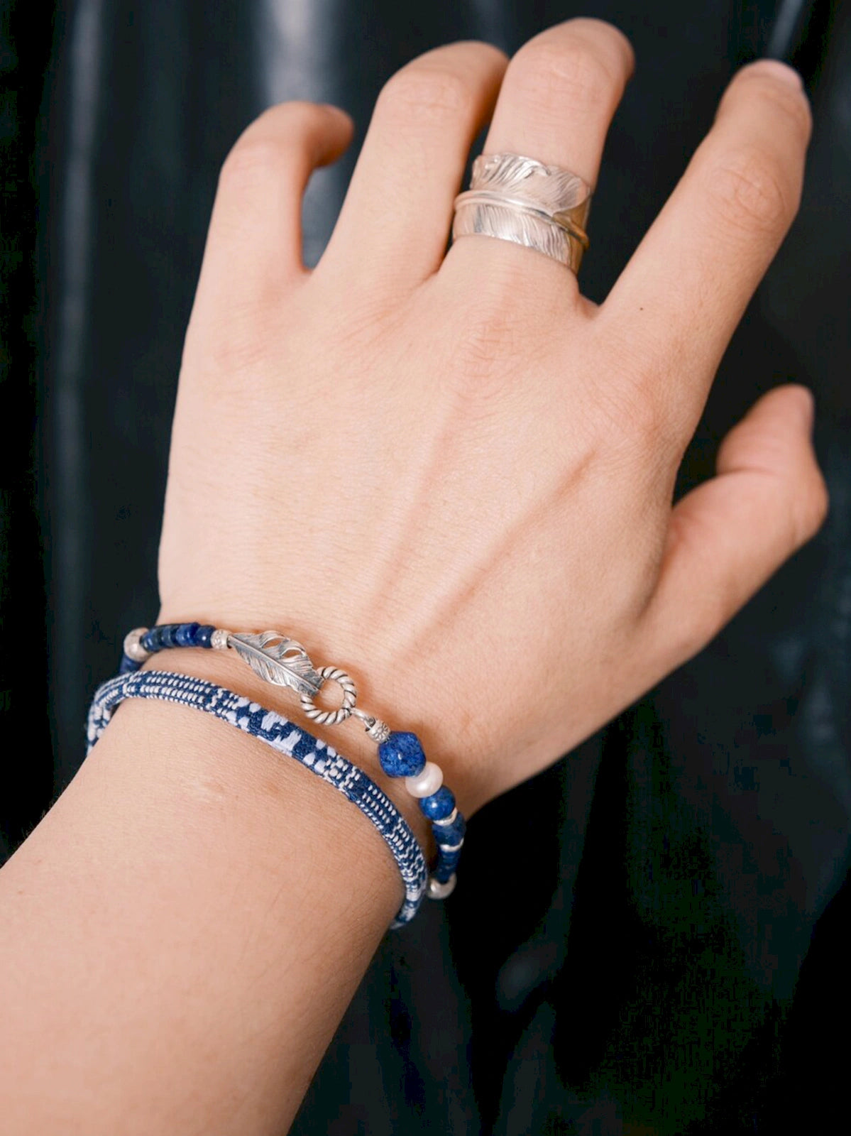 Identity Series | Blue Nomad | Lapis Lazuli, Aquamarine & Silver Feather Bracelet
