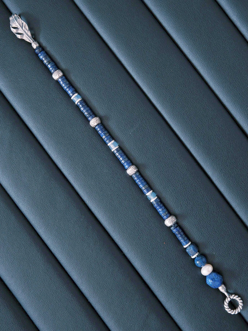 Identity Series | Blue Nomad | Lapis Lazuli, Aquamarine & Silver Feather Bracelet