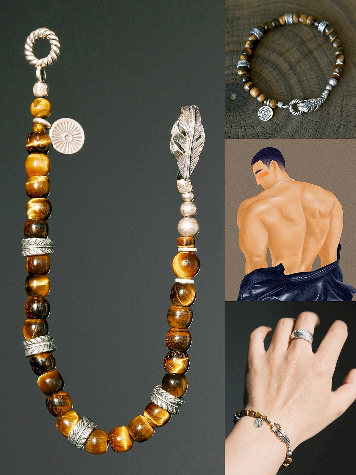Mineral Soul Series | Amber Hawk | Tiger Eye & Sterling Silver Bracelet