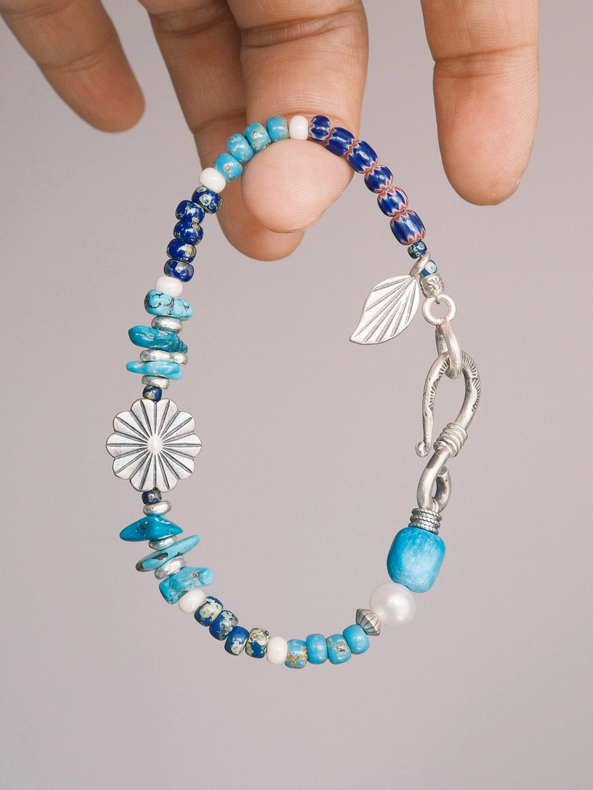 Mineral Soul Series | Stone Bloom | Turquoise, Pearl & Silver Bracelet Main image