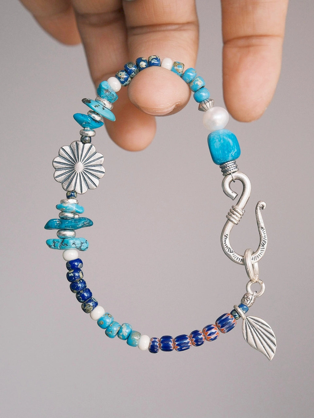 Mineral Soul Series | Stone Bloom | Turquoise, Pearl & Silver Bracelet