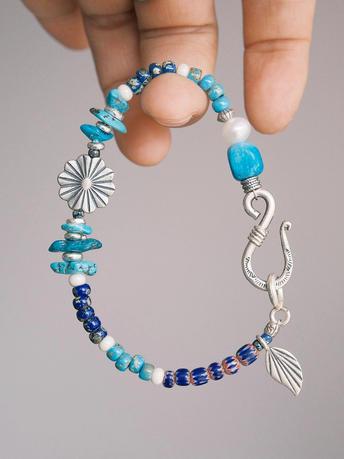 Mineral Soul Series | Stone Bloom | Turquoise, Pearl & Silver Bracelet