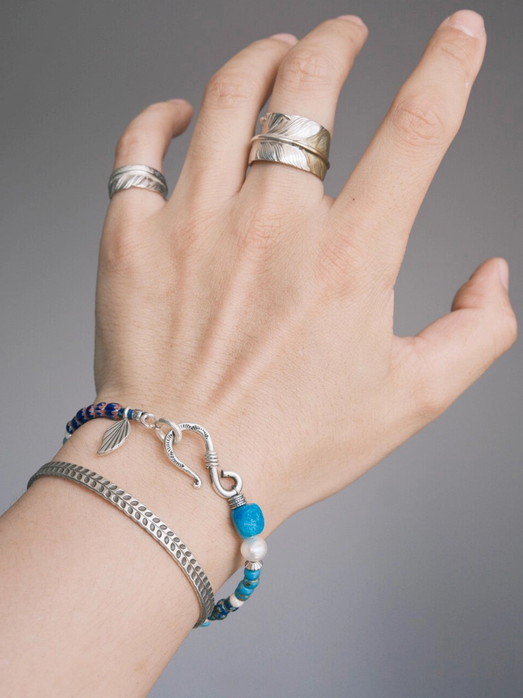 Mineral Soul Series | Stone Bloom | Turquoise, Pearl & Silver Bracelet