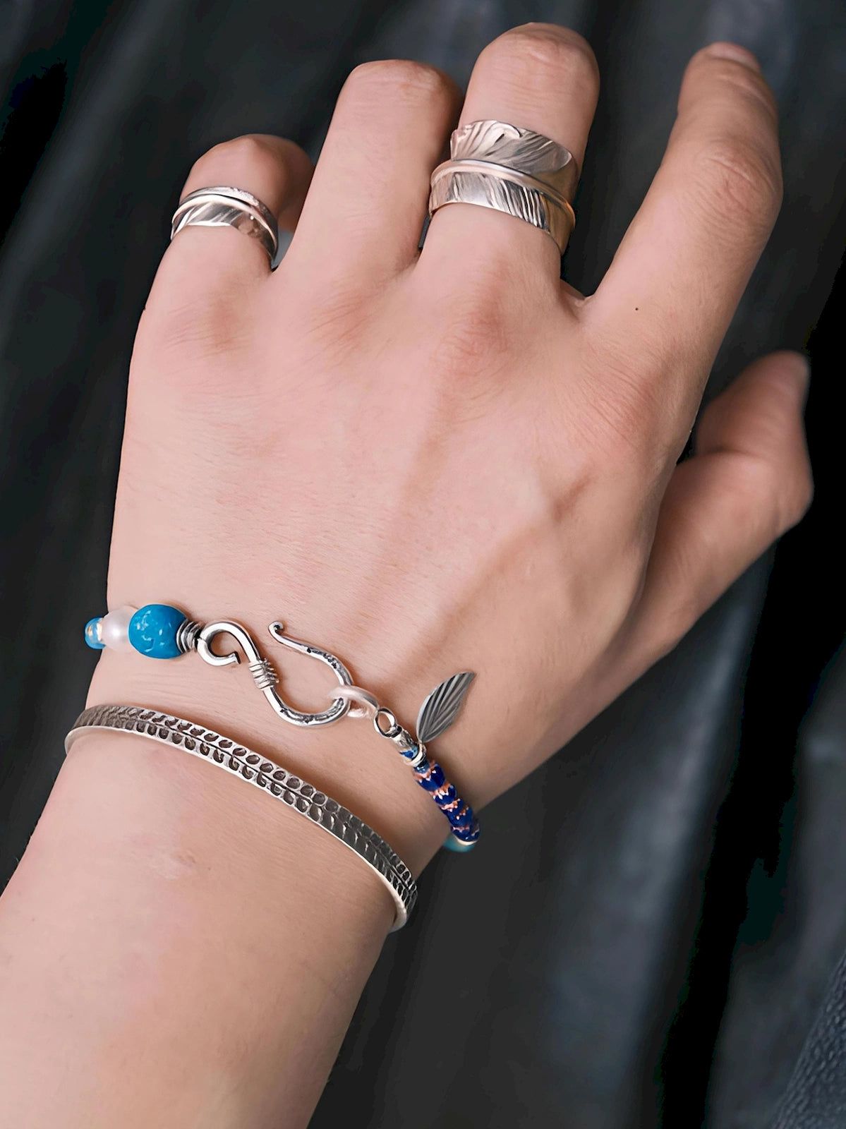 Mineral Soul Series | Stone Bloom | Turquoise, Pearl & Silver Bracelet