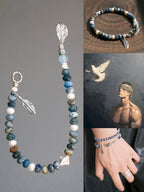 Identity Series | Free Wing | Sunset Stone, Pearl & Silver Bracelet