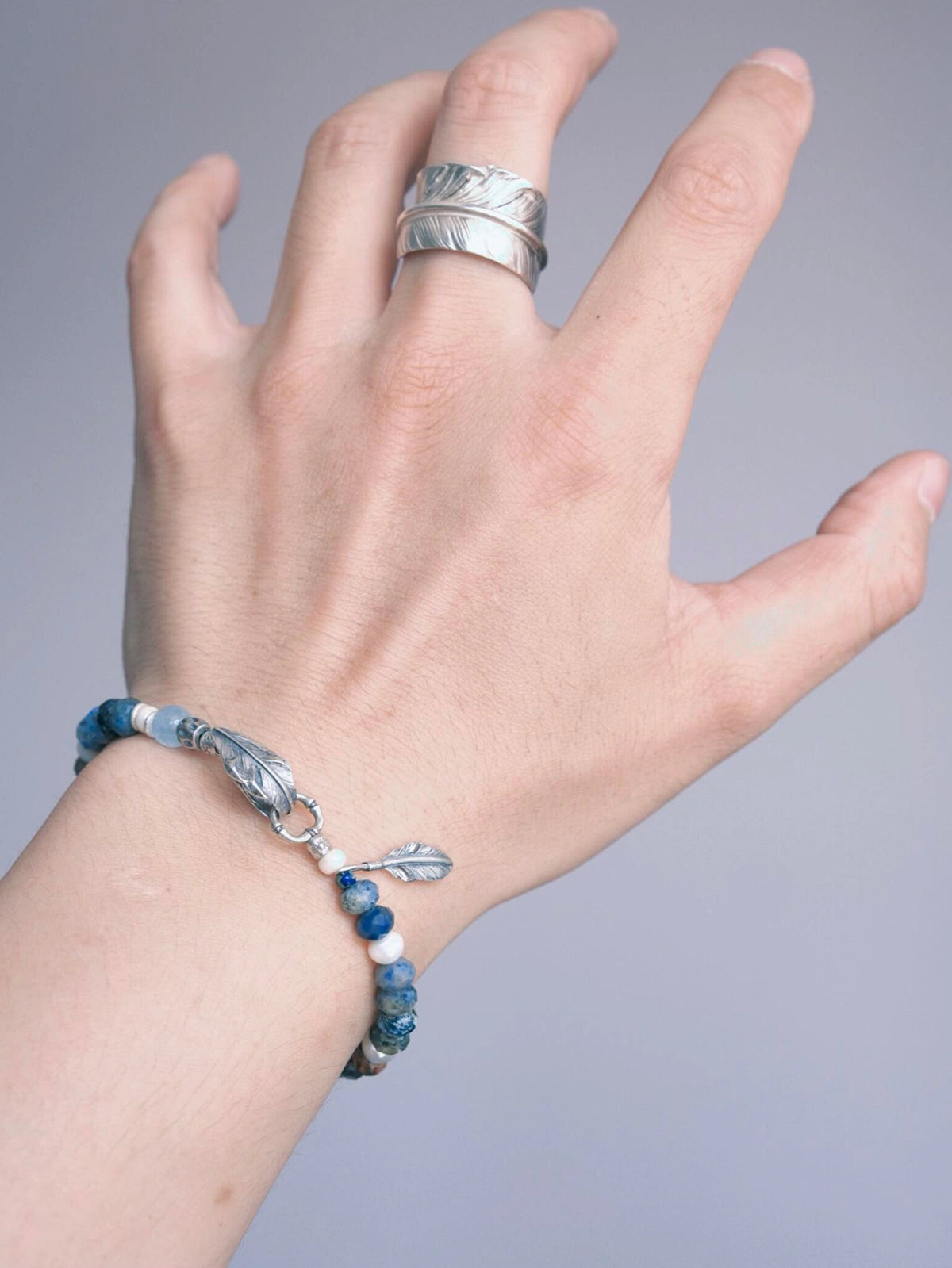 Identity Series | Free Wing | Sunset Stone, Pearl & Silver Bracelet