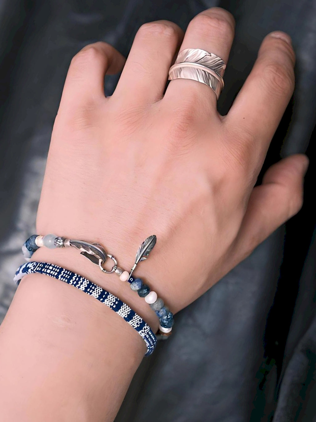 Identity Series | Free Wing | Sunset Stone, Pearl & Silver Bracelet