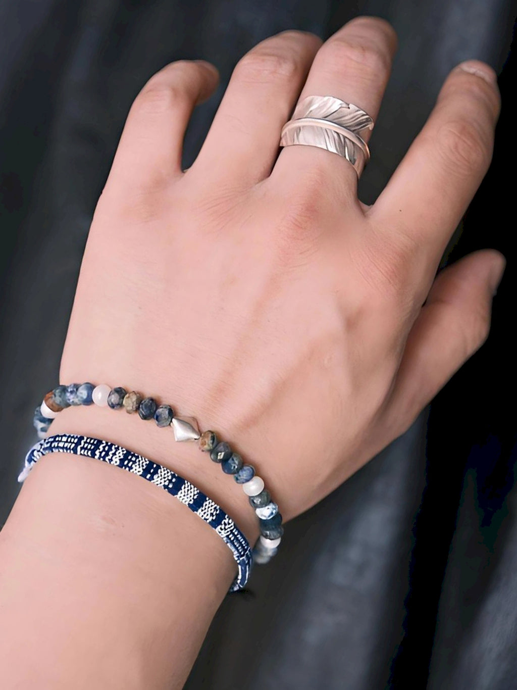 Identity Series | Free Wing | Sunset Stone, Pearl & Silver Bracelet