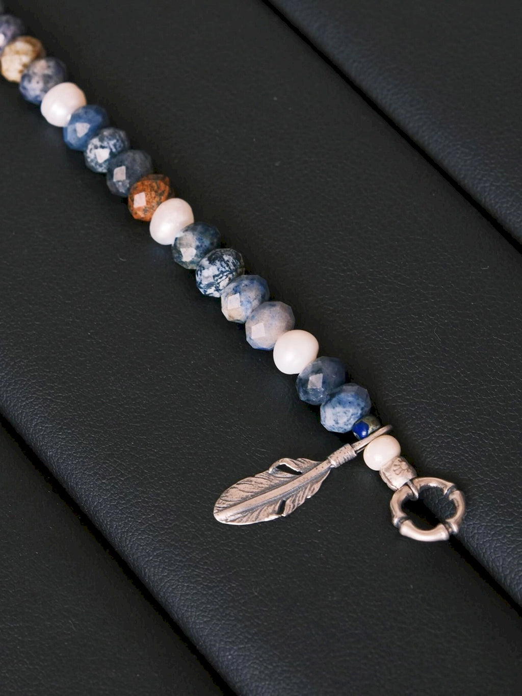 Identity Series | Free Wing | Sunset Stone, Pearl & Silver Bracelet