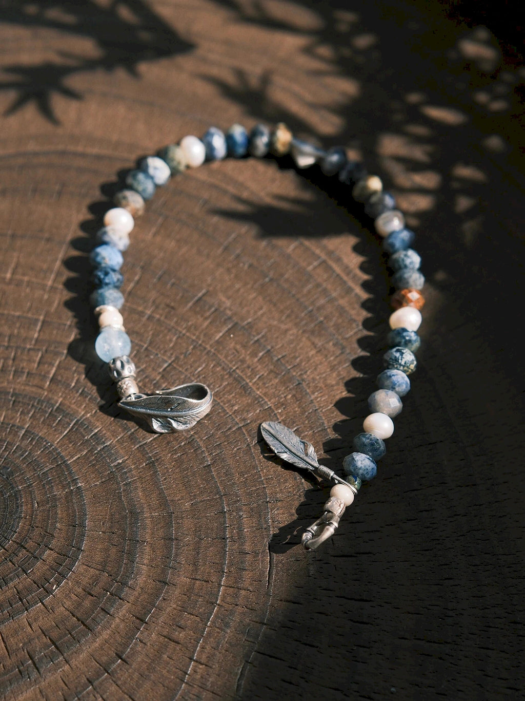 Identity Series | Free Wing | Sunset Stone, Pearl & Silver Bracelet