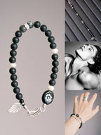 Identity Series | Black Bloom | Black Agate, Pearl & Silver Bracelet