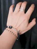 Identity Series | Black Bloom | Black Agate, Pearl & Silver Bracelet