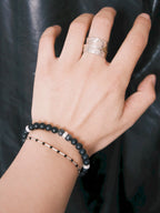 Identity Series | Black Bloom | Black Agate, Pearl & Silver Bracelet
