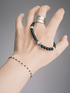 Identity Series | Black Bloom | Black Agate, Pearl & Silver Bracelet