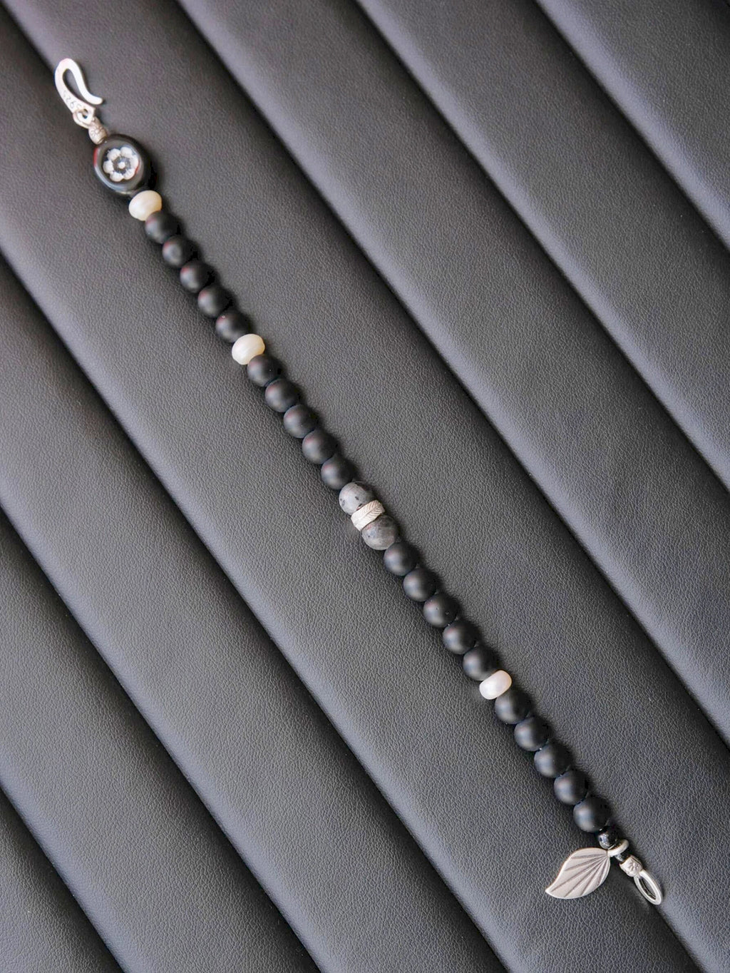 Identity Series | Black Bloom | Black Agate, Pearl & Silver Bracelet