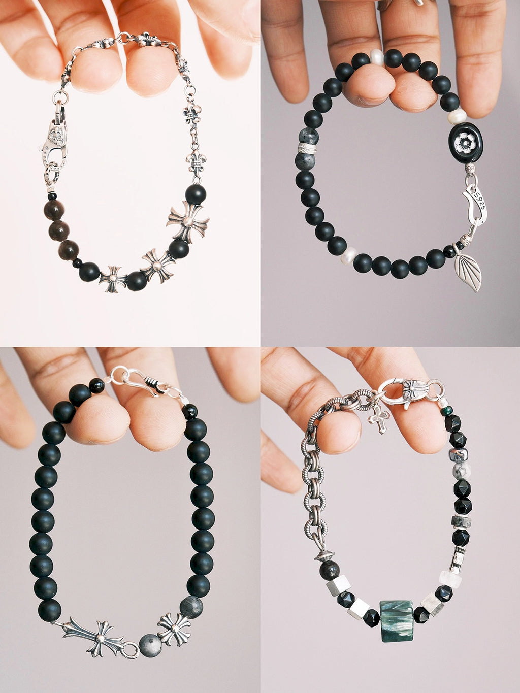 Identity Series | Black Bloom | Black Agate, Pearl & Silver Bracelet