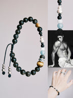Mineral Soul Series | Obsidian Hawk | Obsidian, Tiger Eye & Silver Bracelet