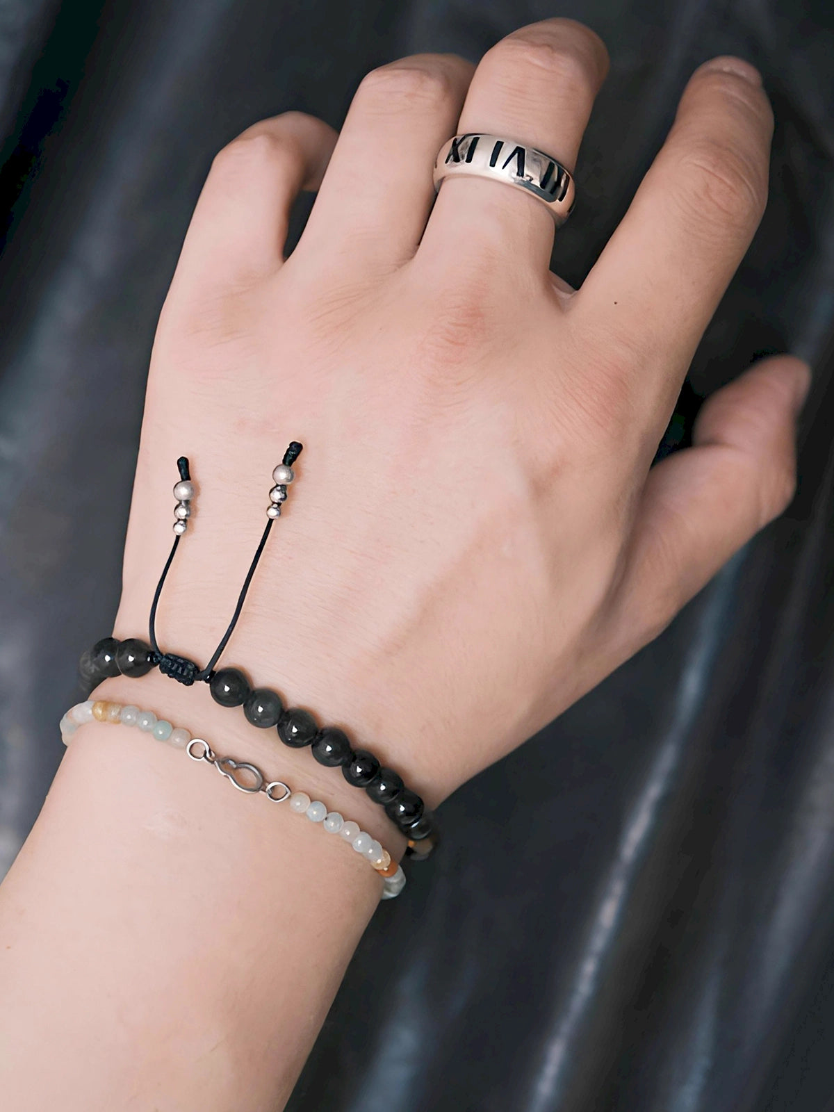 Mineral Soul Series | Obsidian Hawk | Obsidian, Tiger Eye & Silver Bracelet
