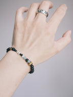 Mineral Soul Series | Obsidian Hawk | Obsidian, Tiger Eye & Silver Bracelet