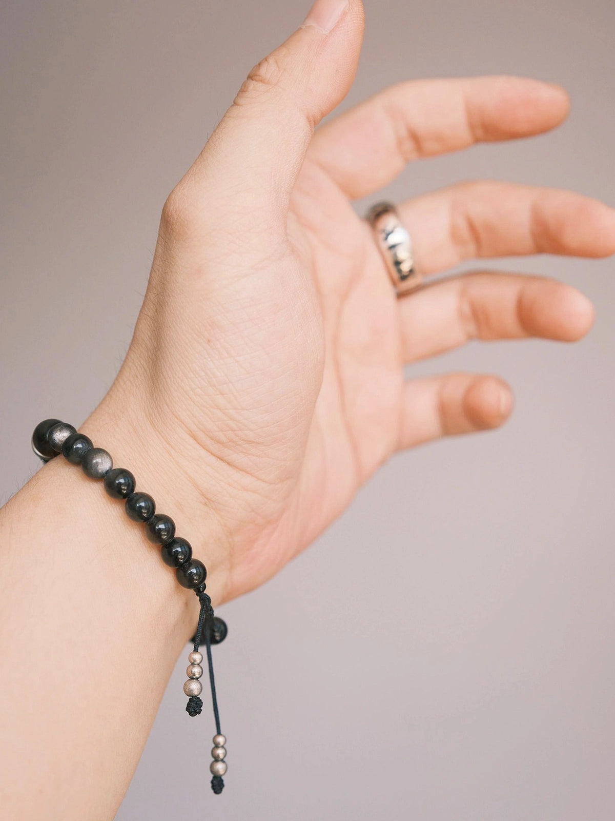 Mineral Soul Series | Obsidian Hawk | Obsidian, Tiger Eye & Silver Bracelet
