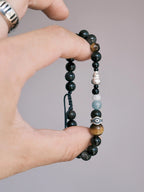 Mineral Soul Series | Obsidian Hawk | Obsidian, Tiger Eye & Silver Bracelet