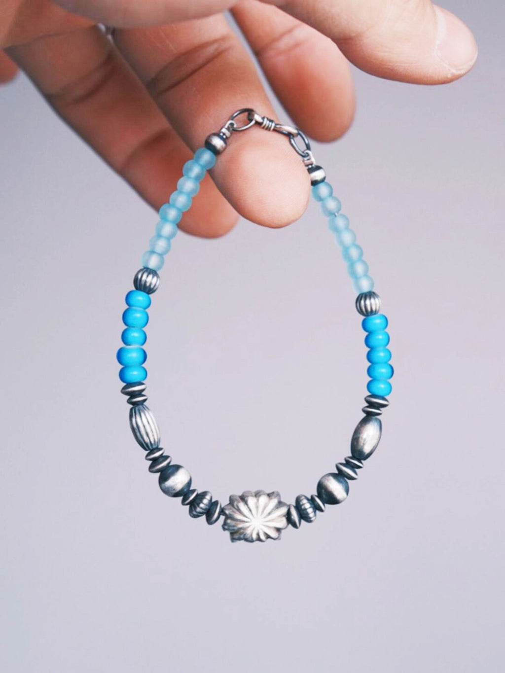 Urban Stoic Series | Stellar Halo | Hand-Hammered Silver & Colored-Glaze Bracelet