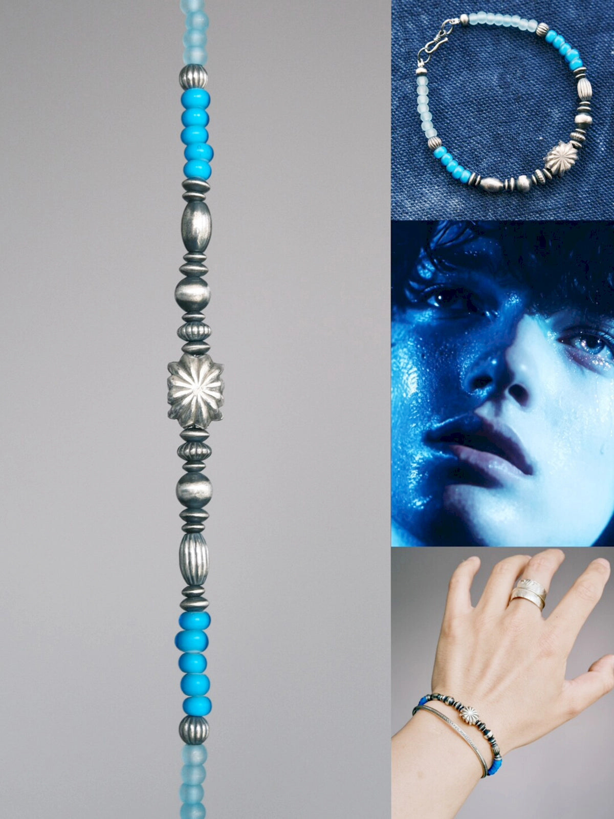 Urban Stoic Series | Stellar Halo | Hand-Hammered Silver & Colored-Glaze Bracelet Secondary image