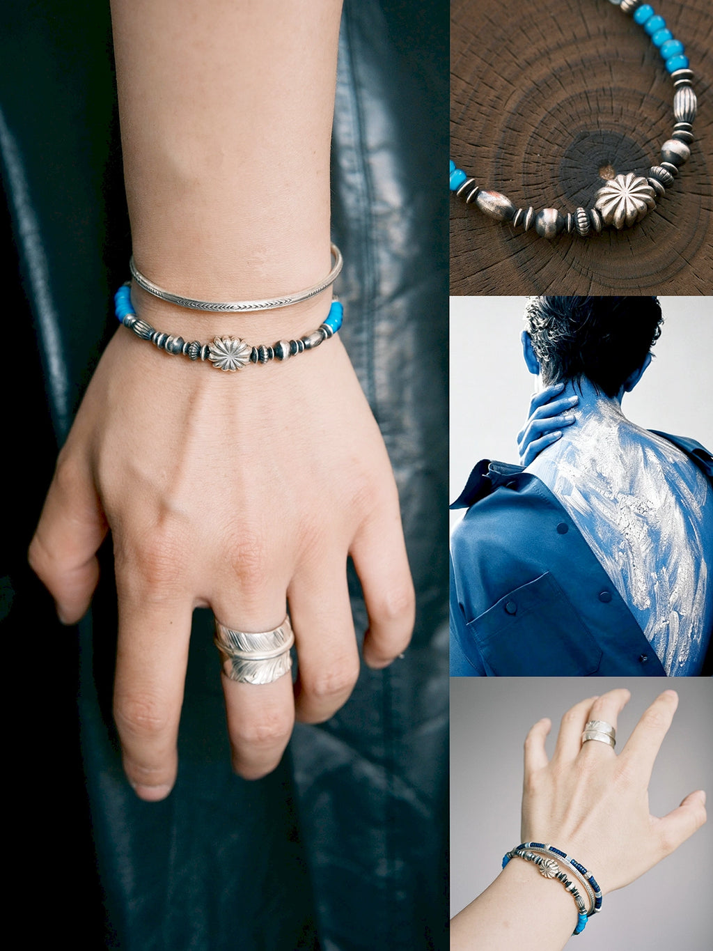 Urban Stoic Series | Stellar Halo | Hand-Hammered Silver & Colored-Glaze Bracelet