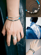 Urban Stoic Series | Stellar Halo | Hand-Hammered Silver & Colored-Glaze Bracelet