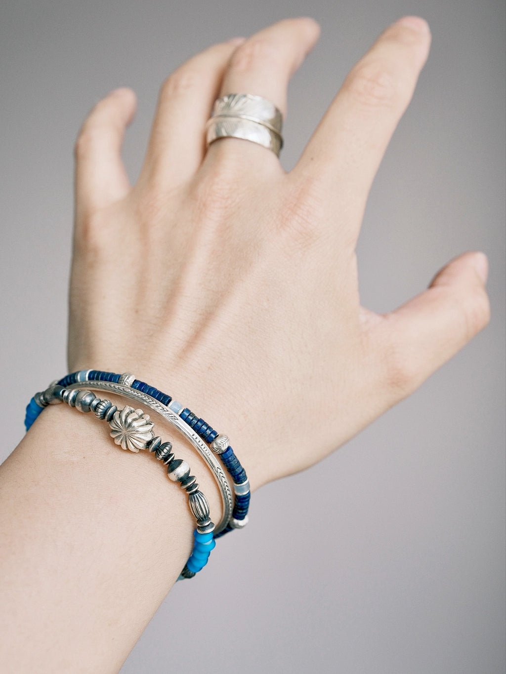 Urban Stoic Series | Stellar Halo | Hand-Hammered Silver & Colored-Glaze Bracelet