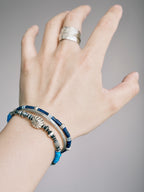 Urban Stoic Series | Stellar Halo | Hand-Hammered Silver & Colored-Glaze Bracelet