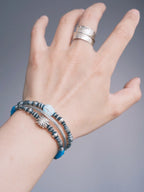 Urban Stoic Series | Stellar Halo | Hand-Hammered Silver & Colored-Glaze Bracelet