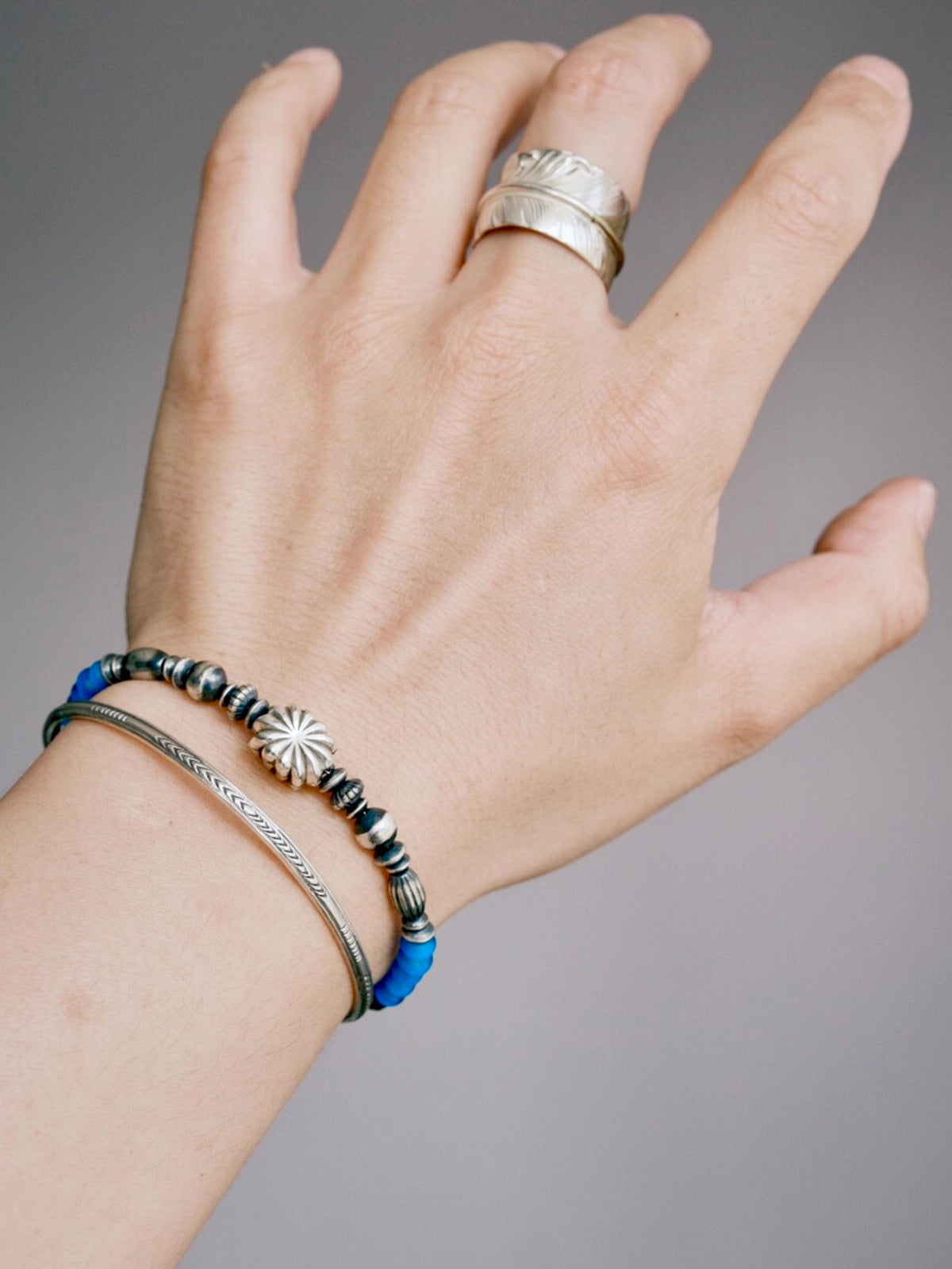 Urban Stoic Series | Stellar Halo | Hand-Hammered Silver & Colored-Glaze Bracelet